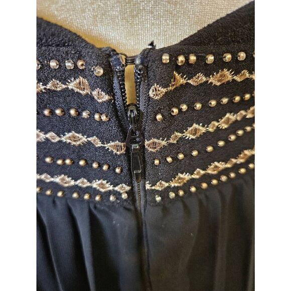 Lulus black with gold accents crossback spaghetti strap gown. Size M. - Picture 8 of 11